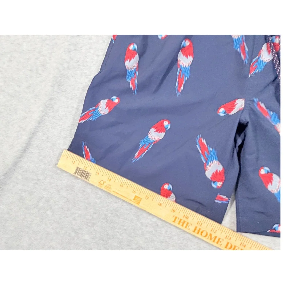 Hurley lined Swim Trunks Men Large Navy Blue Excellent Parrot Print Board Shorts